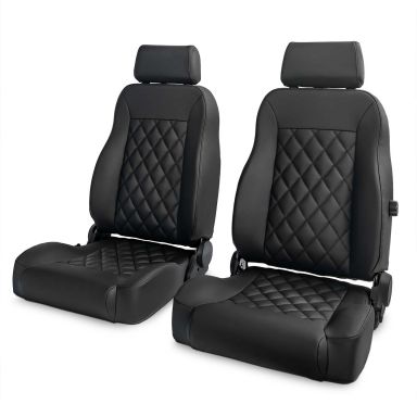 Caballo Classic Black Diamond Front Bucket Seats, 66-77 Bronco